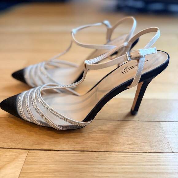 Menbur 1967 Rhinestone Embellished T-Strap Pointed Toe Pumps - Picture 4 of 6